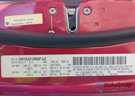 2015 Jeep Compass Sport from USA, damaged, VIN 1C4NJCBA0FD143705